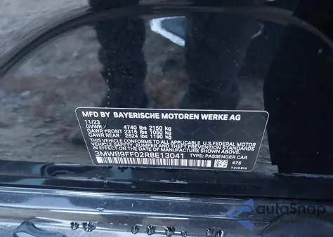 2024 BMW 330I xDrive from USA, damaged, VIN 3MW89FF02R8E13041